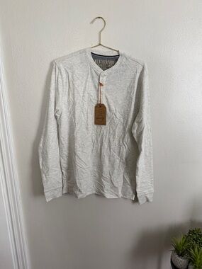 Men’s S Weatherproof Heather Oatmeal Heather Long-Sleeve Henley Shirt NWT